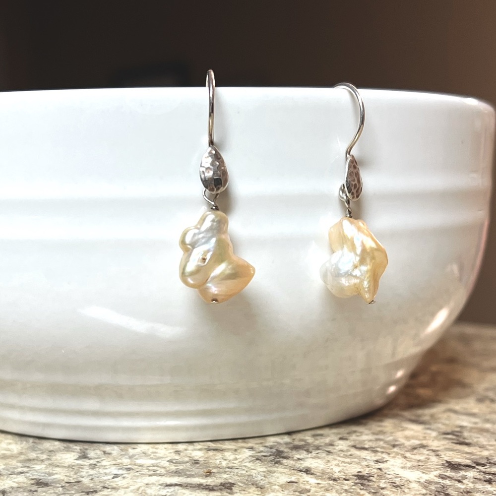 Silver Baroque Pearl Drop Earrings